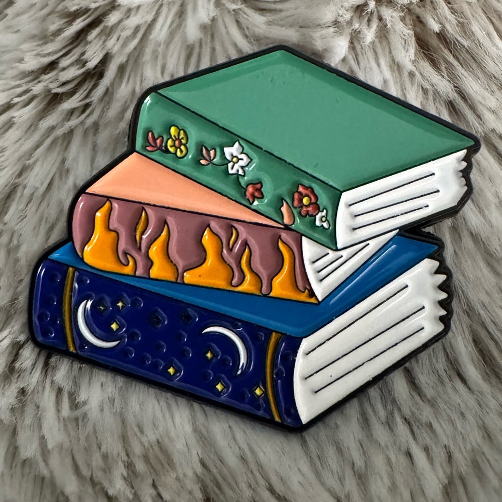 Colorful Book Stack Enamel Pin - Picture 1 of 2